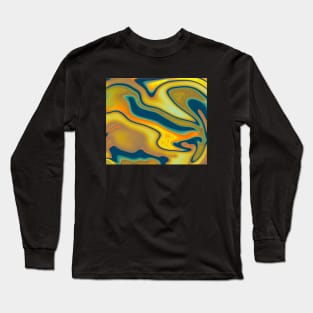 Gold dark green Marble Waves effect Long Sleeve T-Shirt